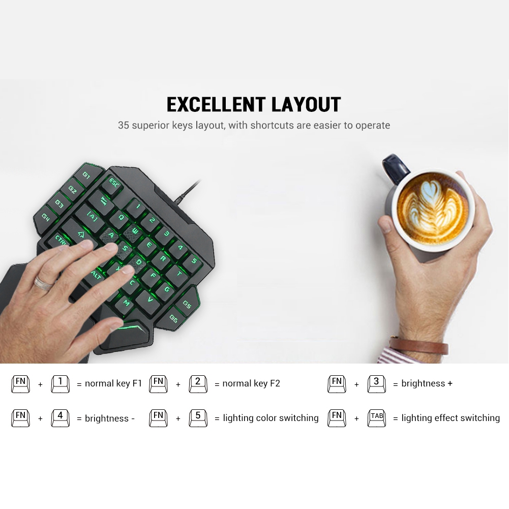 Blacklight Keyboard Onehanded  - Gaming Keyboard Half ulasan dan harga