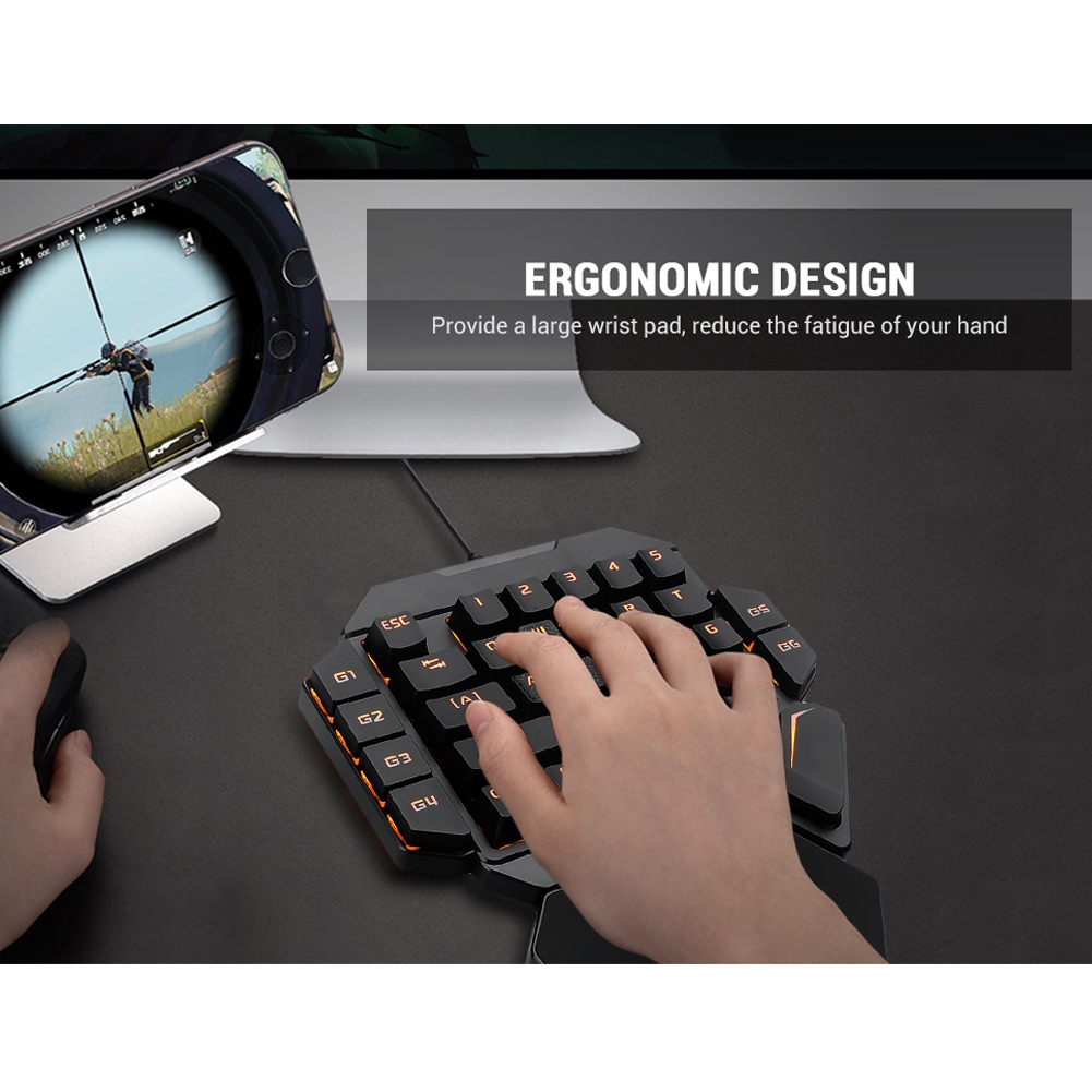 Blacklight Keyboard Onehanded  - Gaming Keyboard Half ulasan dan harga