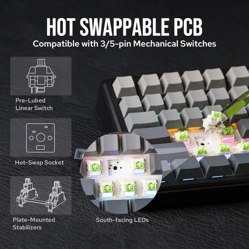 AULA F75 Max Mechanical Keyboa - Gaming Keyboard No Rgb ulasan dan harga